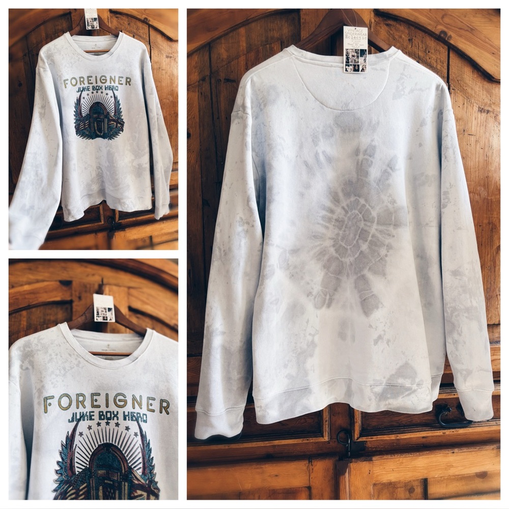 Sweatshirt Foreigner Sweatshirt Dip Dye Silver Wash - Picture 2 of 12